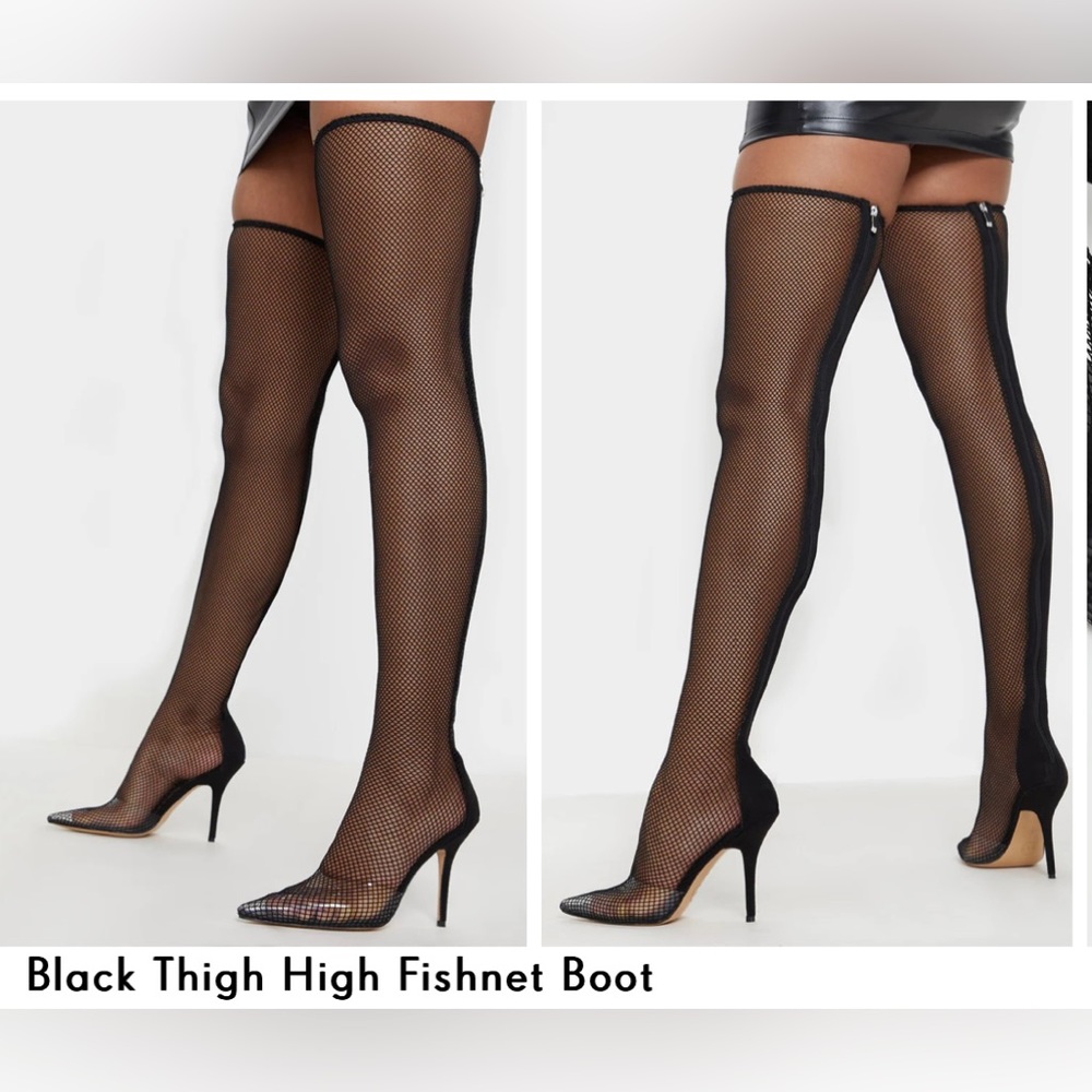 Pretty Little Thing Fishnet Thighhigh  Boots